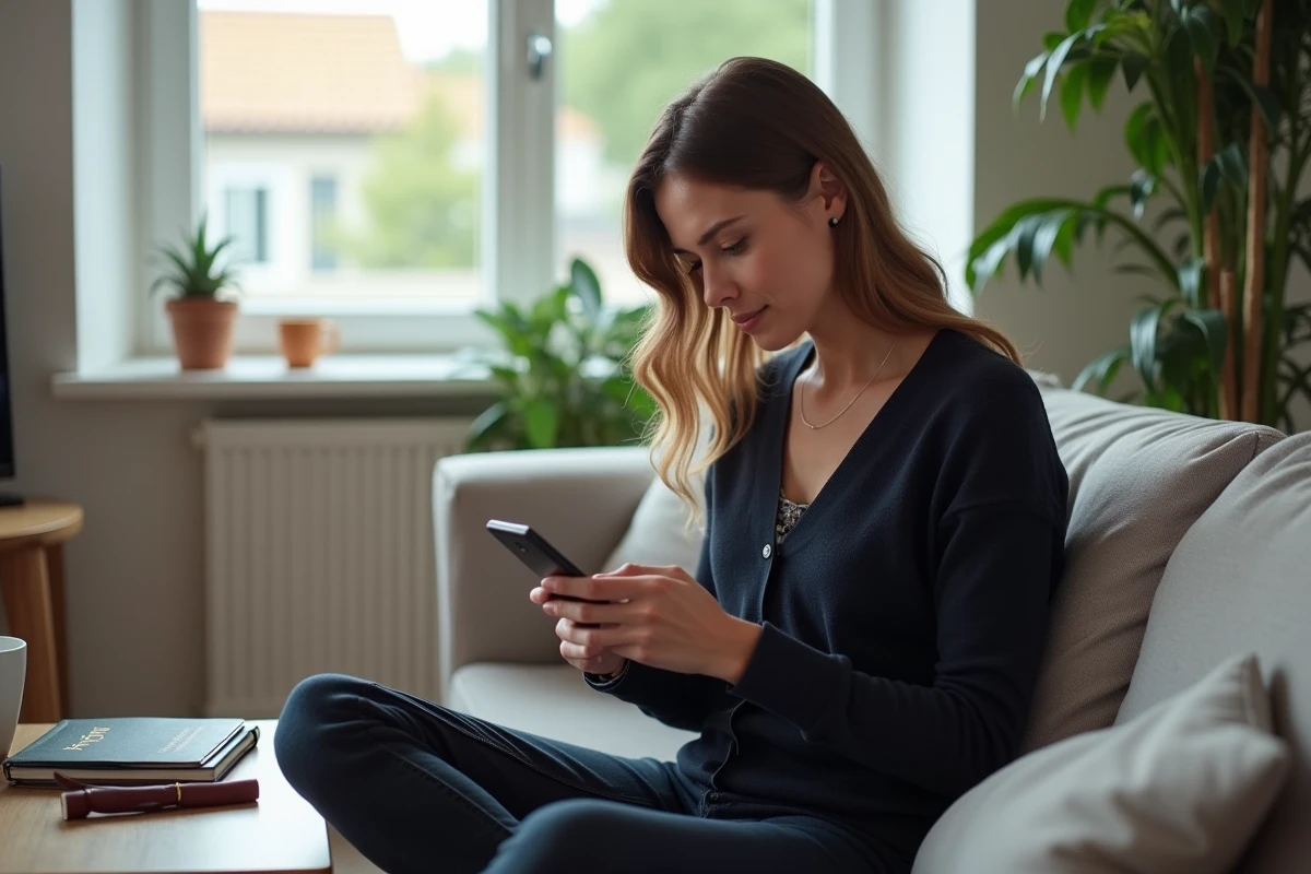 Femme contactant le service client d'une compagnie aérienne par téléphone pour modifier un numéro de passeport sur une réservation de vol